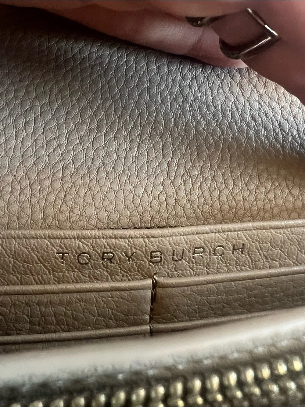 Tory Burch Taupe Leather Logo Continental Wallet